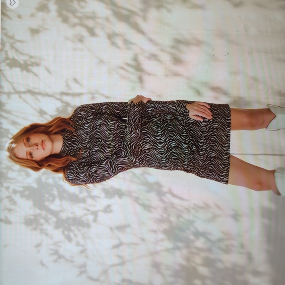 West of Melrose dress, Size M, Dark brown with white zebra pattern.